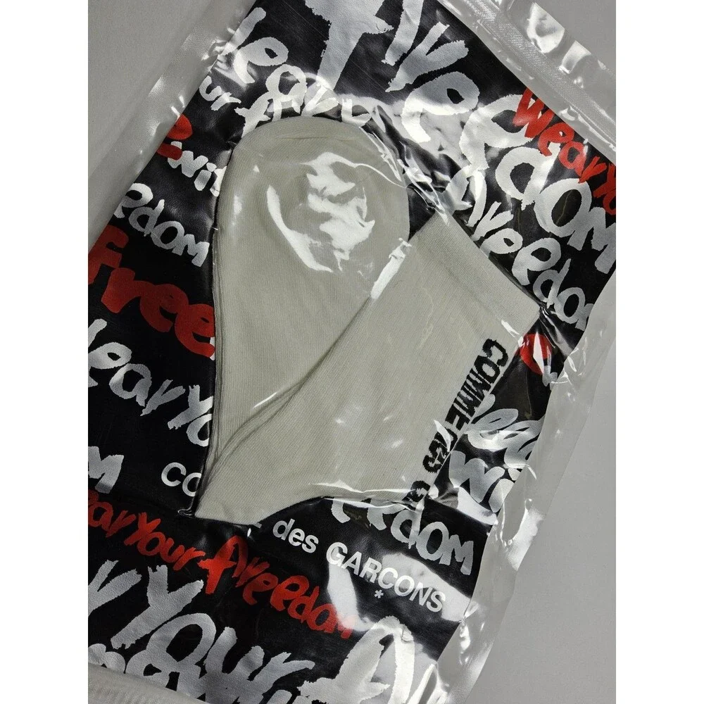 Comme des Garcons Logo White Socks Japan Size L